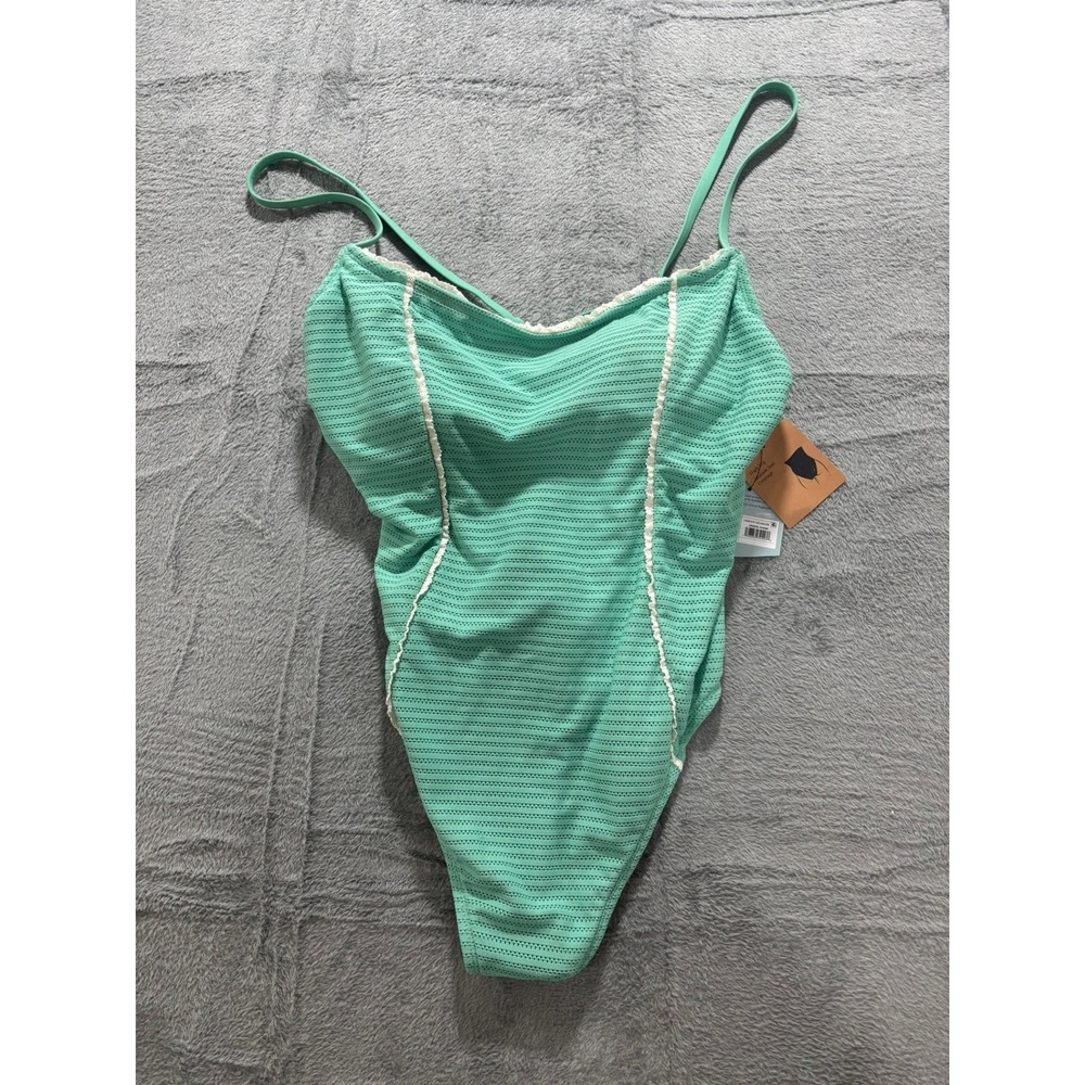 Shade &‎ Shore One Piece Swimsuit Mint Green Textured High Cut NWT XL